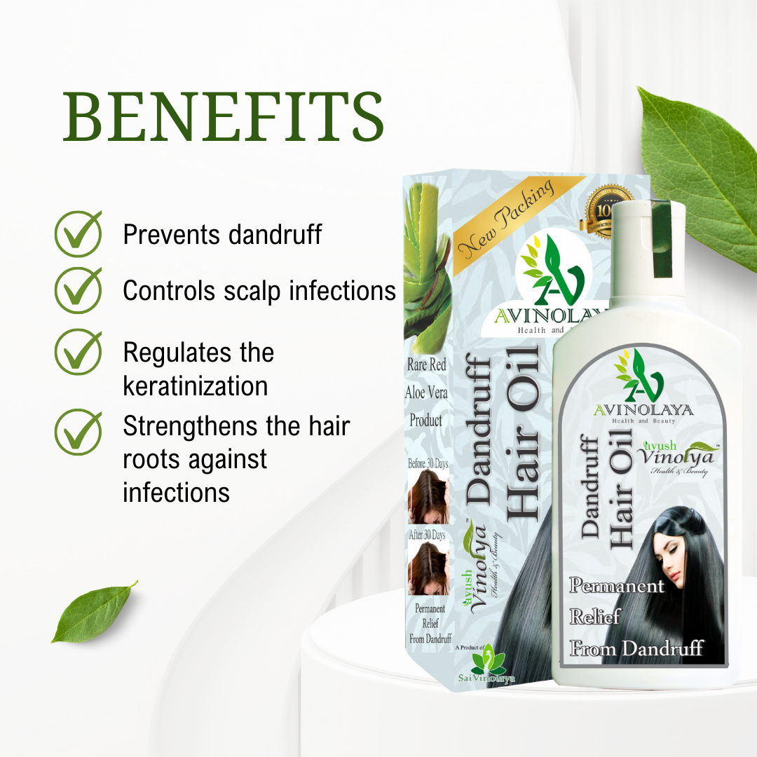 Avinolaya Dandruff Hair Oil – Ayurvedic Anti-Dandruff Hair Oil with Aloe Vera for Healthy Scalp & Strong Hair (100 ml) - Image 3
